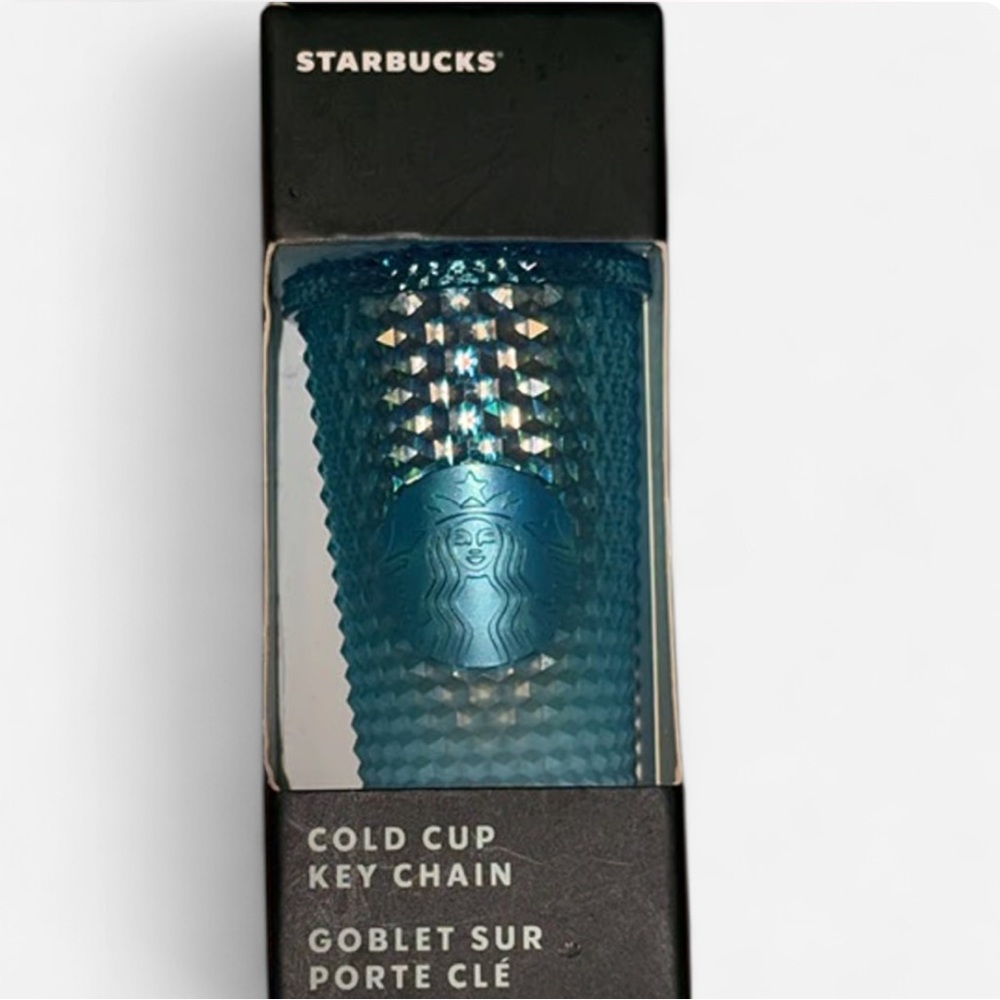 Starbucks Studded Tumbler Pair in Coral Orange + Blue Iridescent Key Chain - Picture 4 of 4